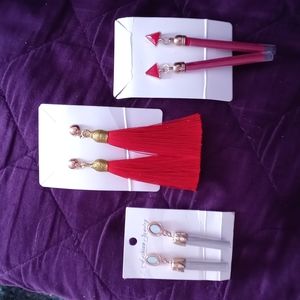 3 Pair Tassel Earrings NWOT